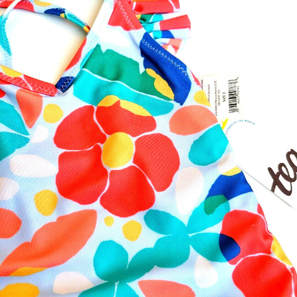 New Tea Collection 2T Swimsuit Hibiscus Ruffle NEW nwt Swim - Picture 3 of 4